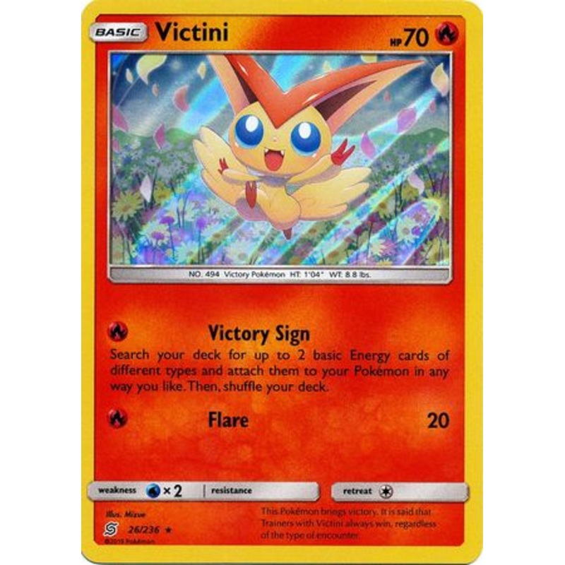 Pokemon Card Unified Minds 026/236 26/236 Victini Holo Rare