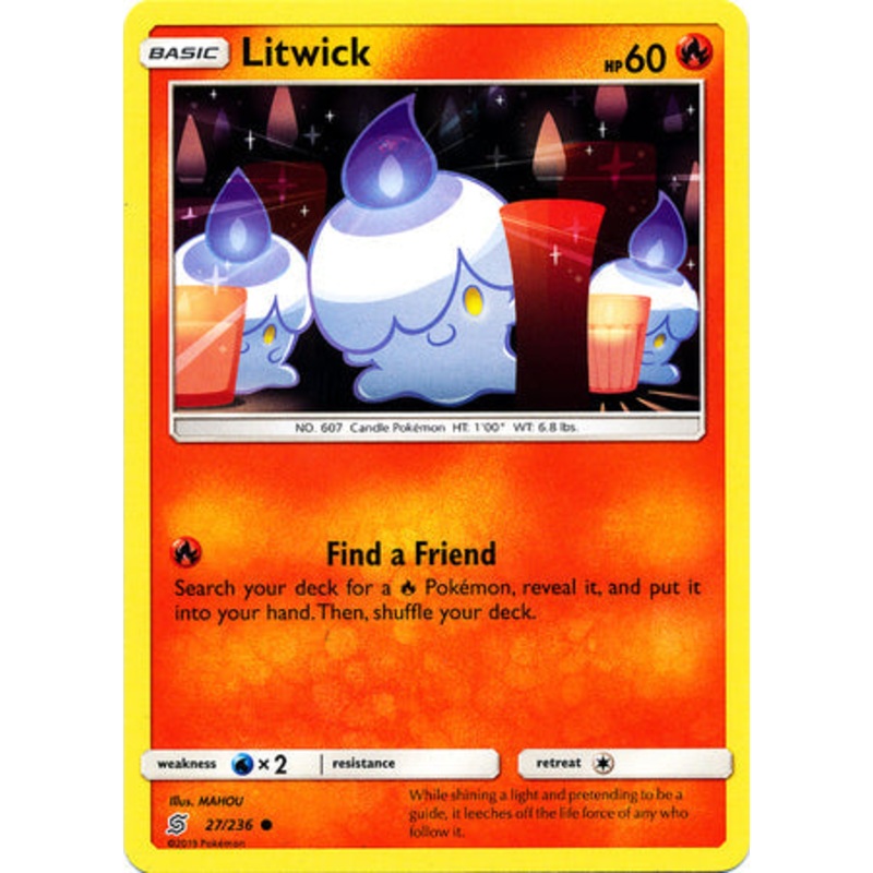 Pokemon Card Unified Minds 027/236 27/236 Litwick Common