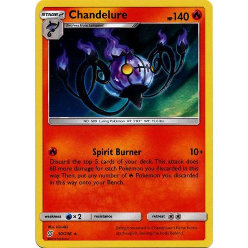 Pokemon Card Unified Minds 030/236 30/236 Chandelure Holo Rare
