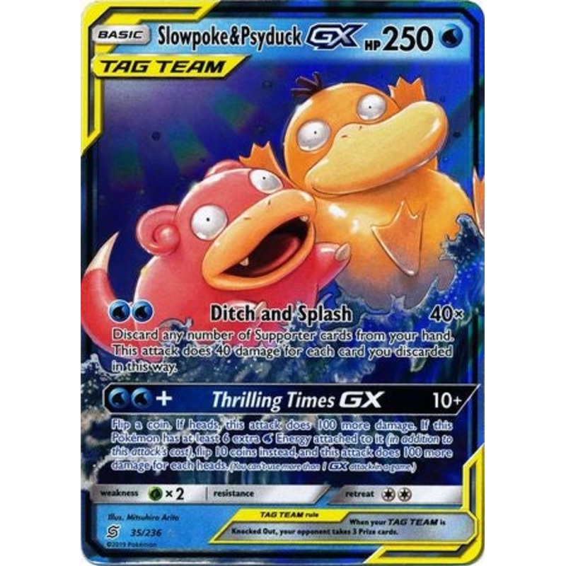 Pokemon Card Unified Minds 035/236 35/236 Slowpoke & Psyduck Tag Team GX Ultra Rare