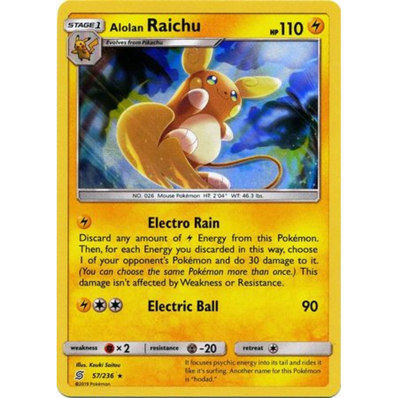 Pokemon Card Unified Minds 057/236 57/236 Alolan Raichu Holo Rare