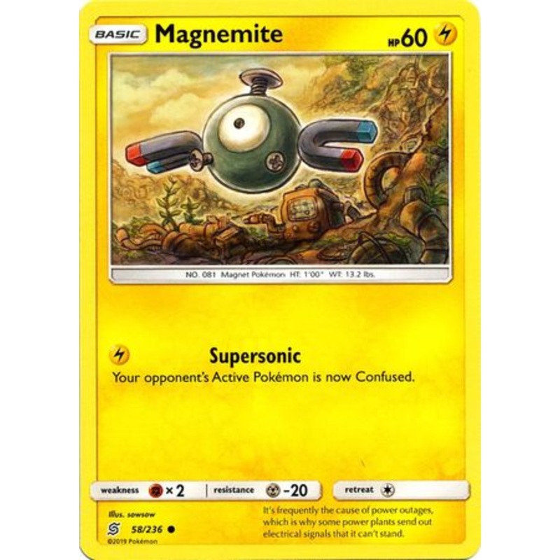 Pokemon Card Unified Minds 058/236 58/236 Magnemite Common
