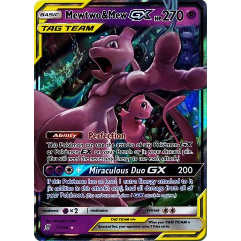 Pokemon Card Unified Minds 071/236 71/236 Mewtwo & Mew Tag Team GX Ultra Rare