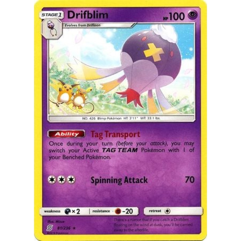 Pokemon Card Unified Minds 081/236 81/236 Drifblim Rare
