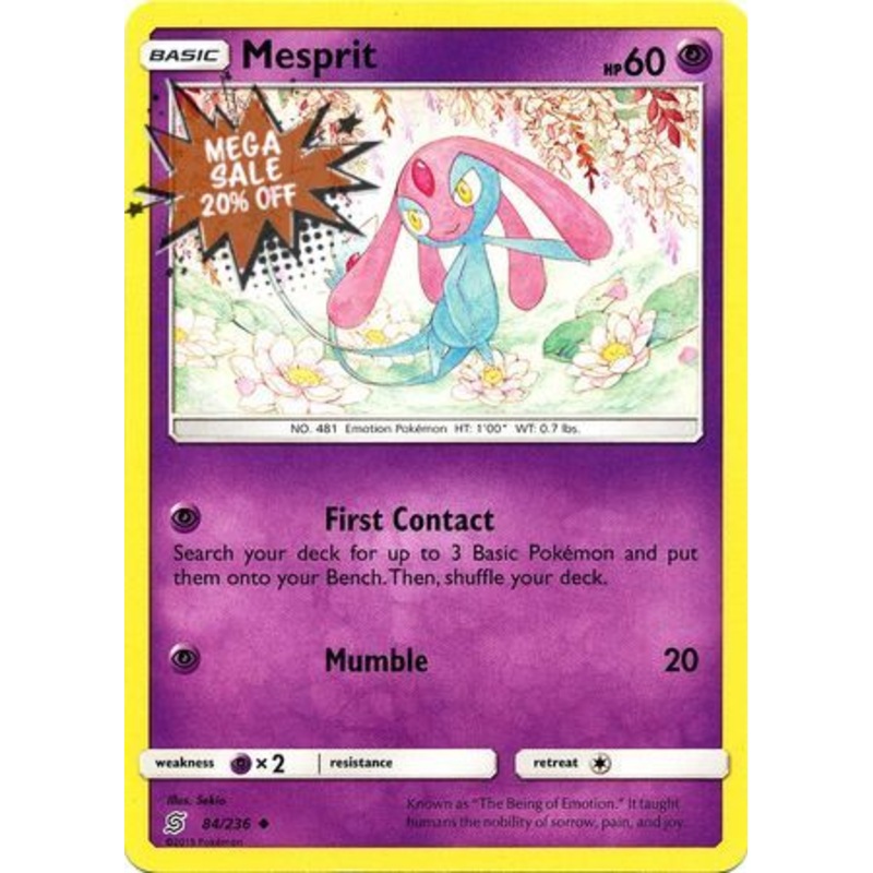 Pokemon Card Unified Minds 084/236 84/236 Mesprit Uncommon