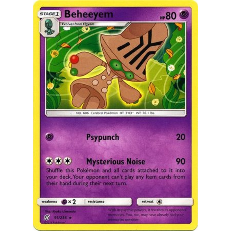 Pokemon Card Unified Minds 091/236 91/236 Beheeyem Rare