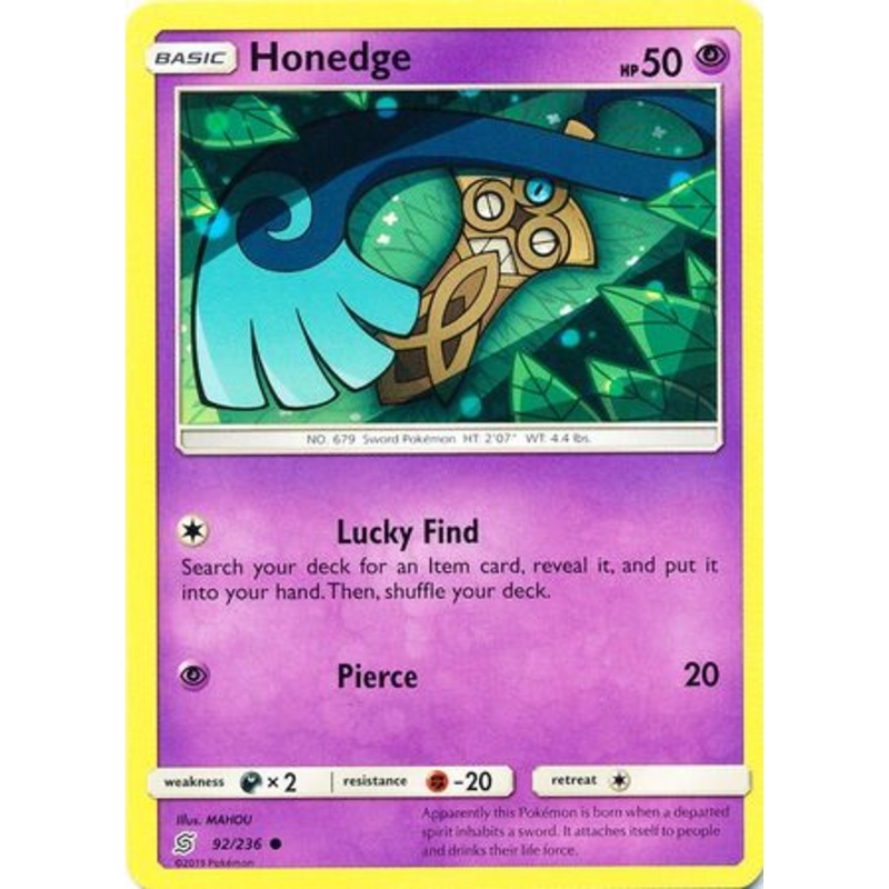 Pokemon Card Unified Minds 092/236 92/236 Honedge Common