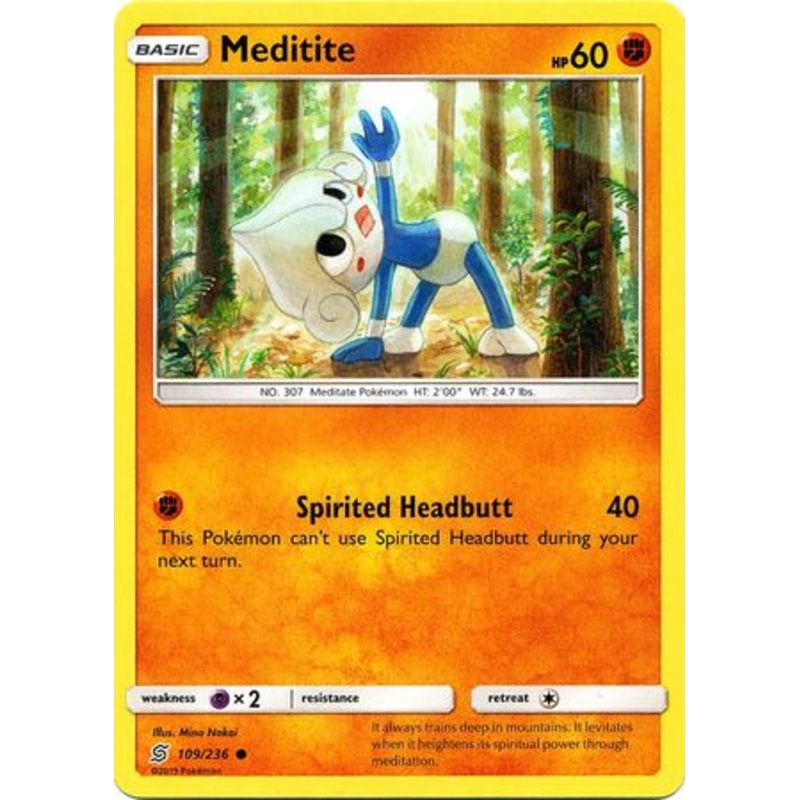 Pokemon Card Unified Minds 109/236 Meditite Common