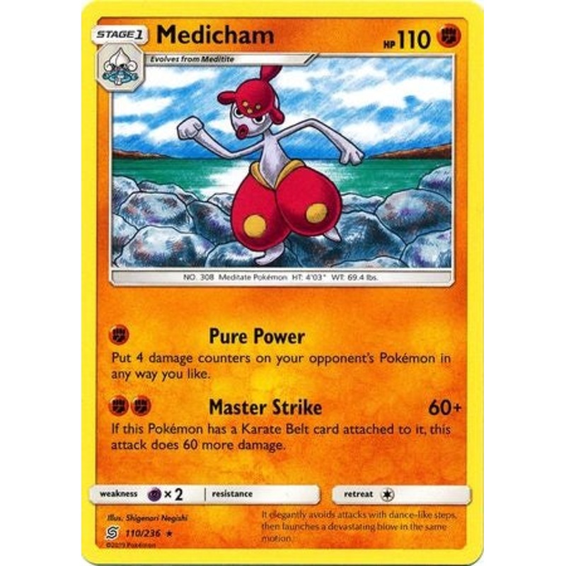 Pokemon Card Unified Minds 110/236 Medicham Rare