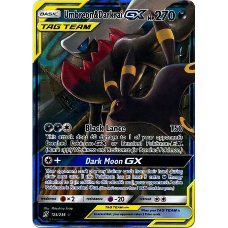 Pokemon Card Unified Minds 125/236 Umbreon & Darkrai Tag Team GX Ultra Rare