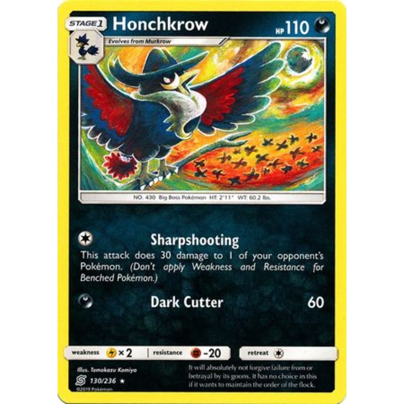 Pokemon Card Unified Minds 130/236 Honchkrow Rare