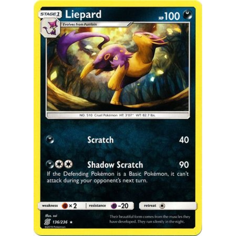 Pokemon Card Unified Minds 136/236 Liepard Rare