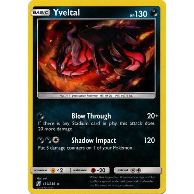 Pokemon Card Unified Minds 139/236 Yveltal Holo Rare