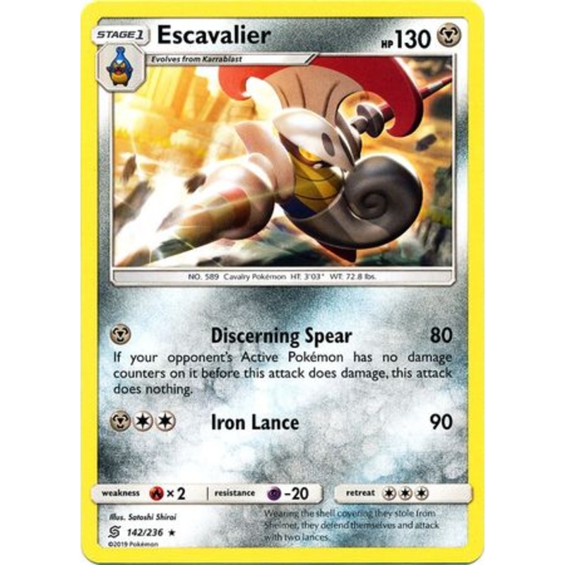 Pokemon Card Unified Minds 142/236 Escavalier Rare