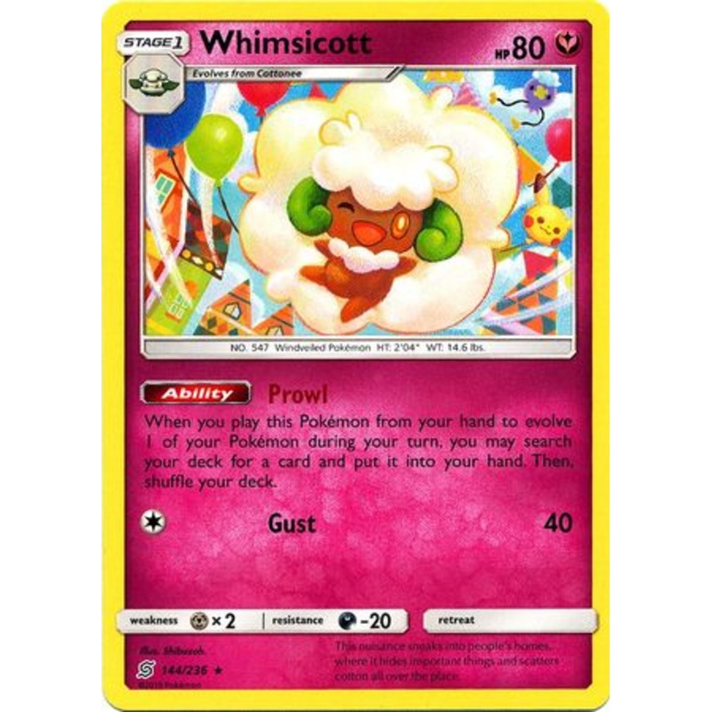 Pokemon Card Unified Minds 144/236 Whimsicott Rare
