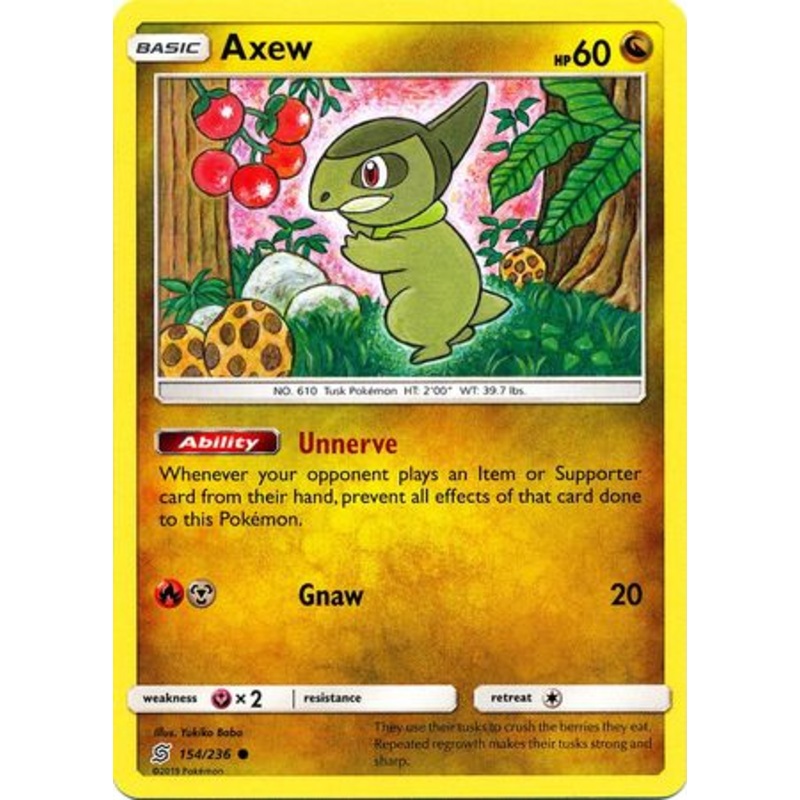 Pokemon Card Unified Minds 154/236 Axew Common