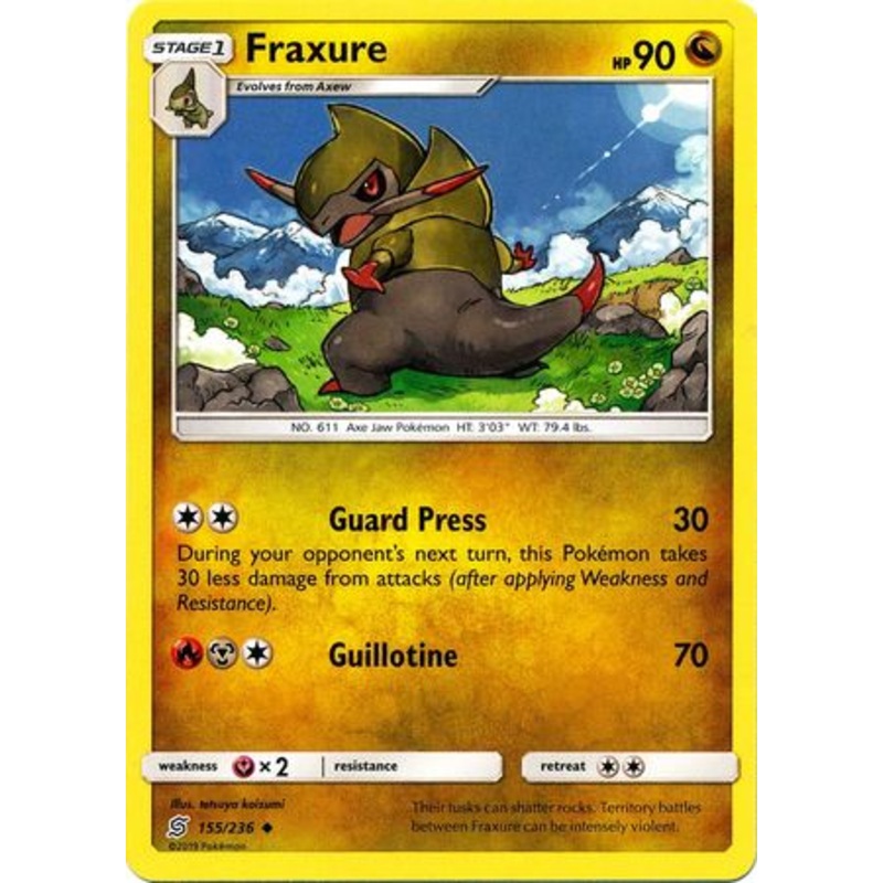 Pokemon Card Unified Minds 155/236 Fraxure Uncommon