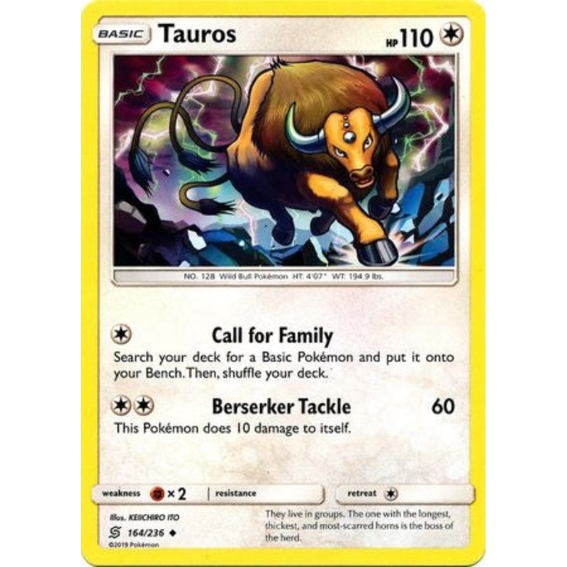 Pokemon Card Unified Minds 164/236 Tauros Uncommon