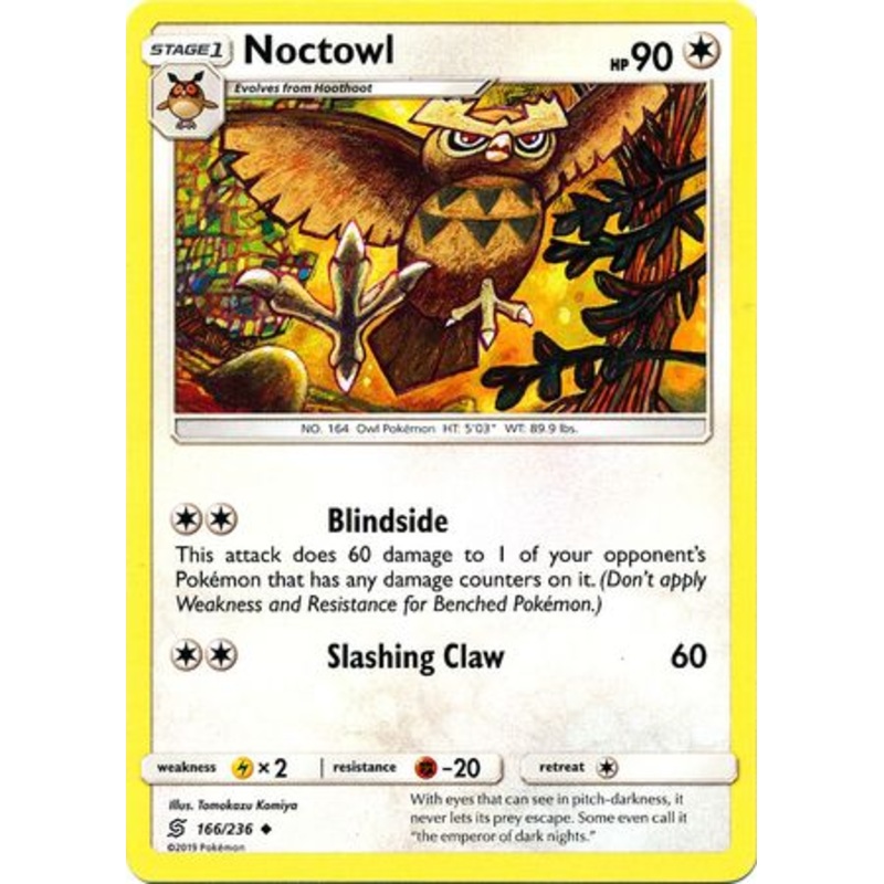 Pokemon Card Unified Minds 166/236 Noctowl Uncommon