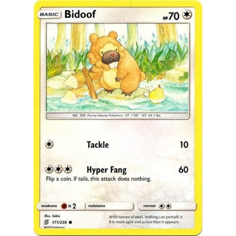 Pokemon Card Unified Minds 171/236 Bidoof Common