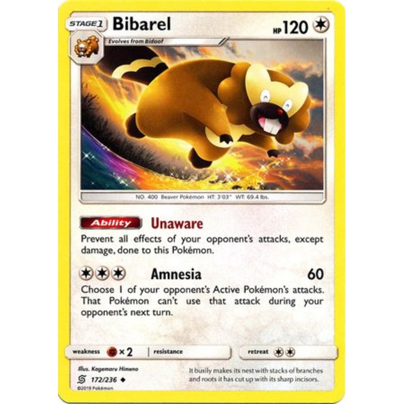 Pokemon Card Unified Minds 172/236 Bibarel Uncommon