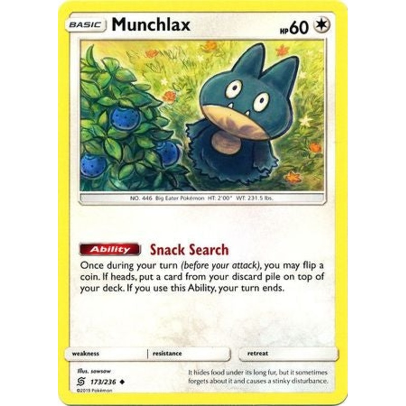 Pokemon Card Unified Minds 173/236 Munchlax Uncommon