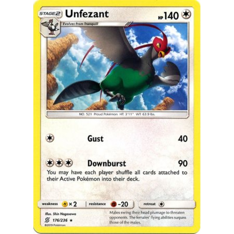 Pokemon Card Unified Minds 176/236 Unfezant Rare