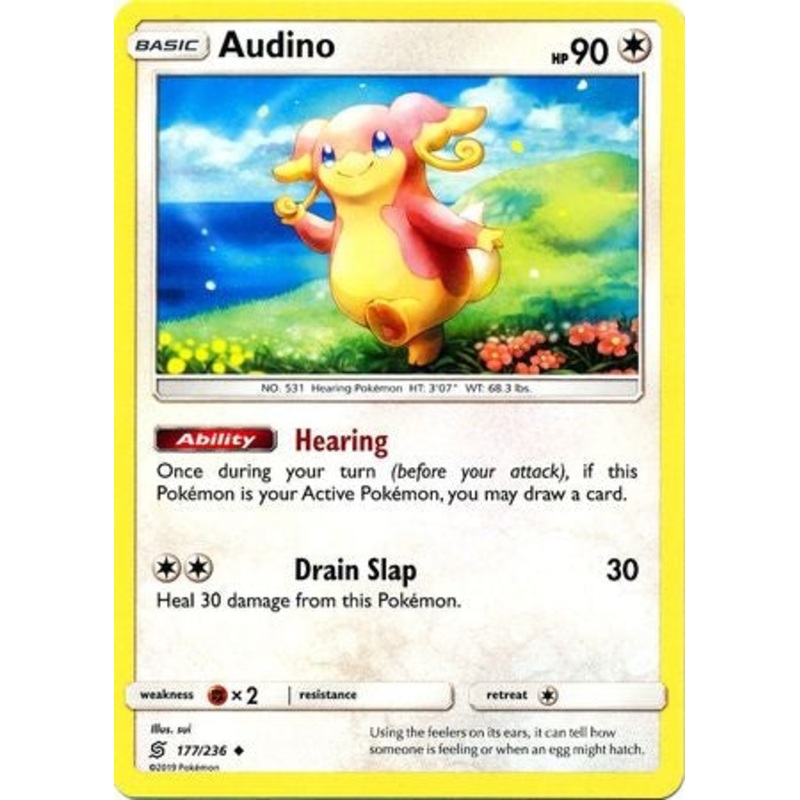 Pokemon Card Unified Minds 177/236 Audino Uncommon