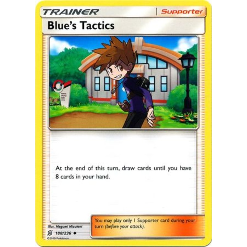 Pokemon Card Unified Minds 188/236 Blue’s Tactics Supporter Uncommon