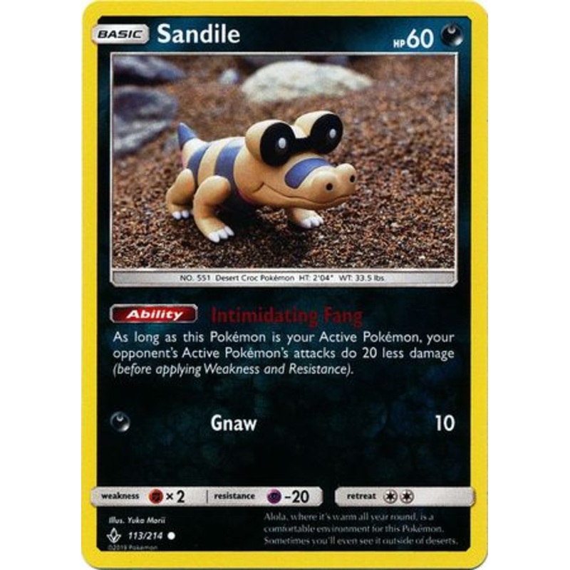 Pokemon Card Unbroken Bonds 113/214 Sandile Common Reverse Holo