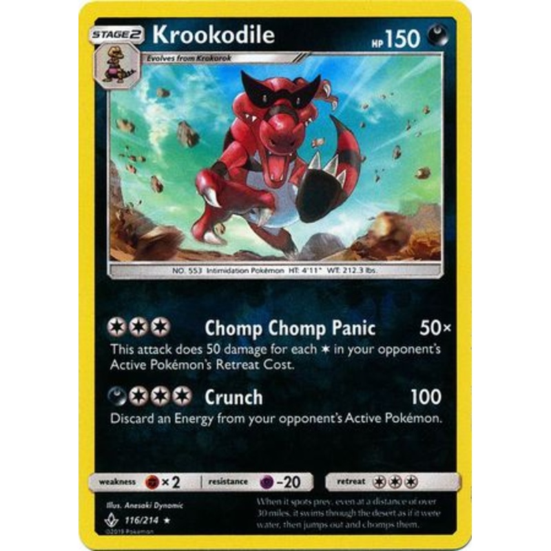 Pokemon Card Unbroken Bonds 116/214 Krookodile Rare Reverse Holo