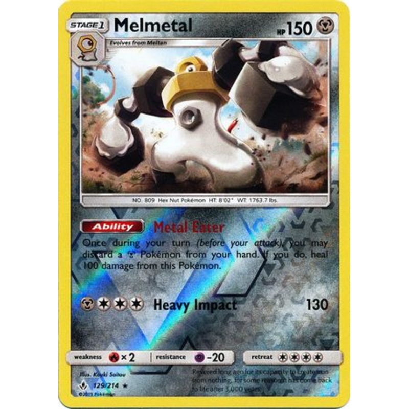 Pokemon Card Unbroken Bonds 129/214 Melmetal Rare Reverse Holo