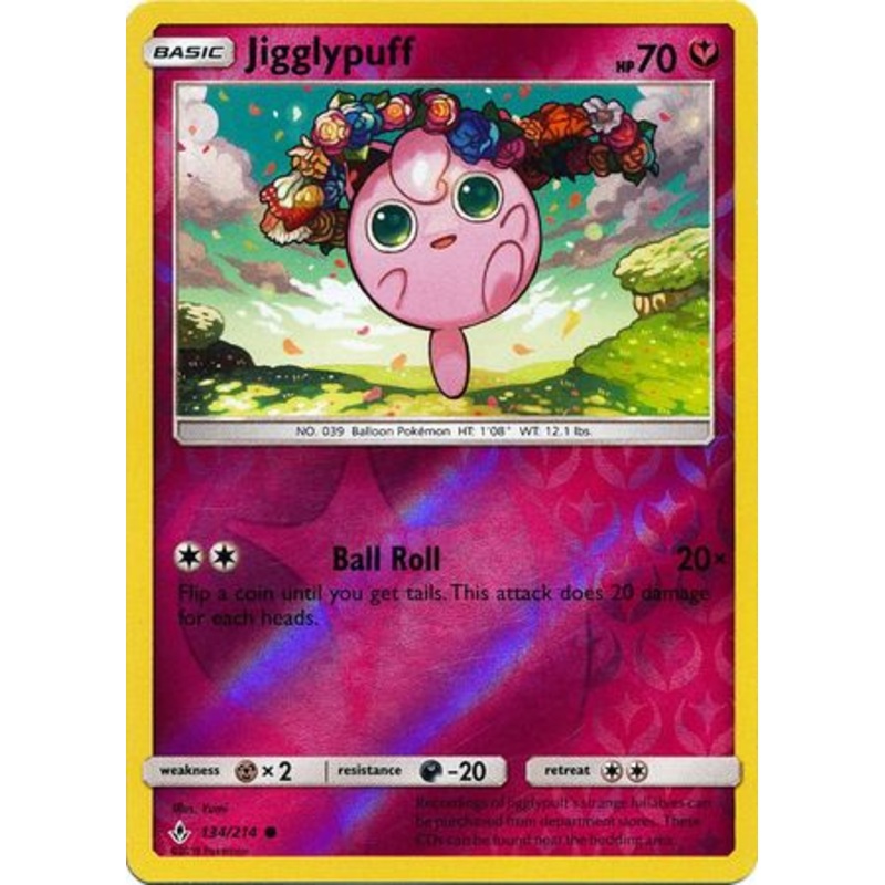 Pokemon Card Unbroken Bonds 134/214 Jigglypuff Common Reverse Holo