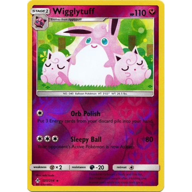 Pokemon Card Unbroken Bonds 135/214 Wigglytuff Rare Reverse Holo