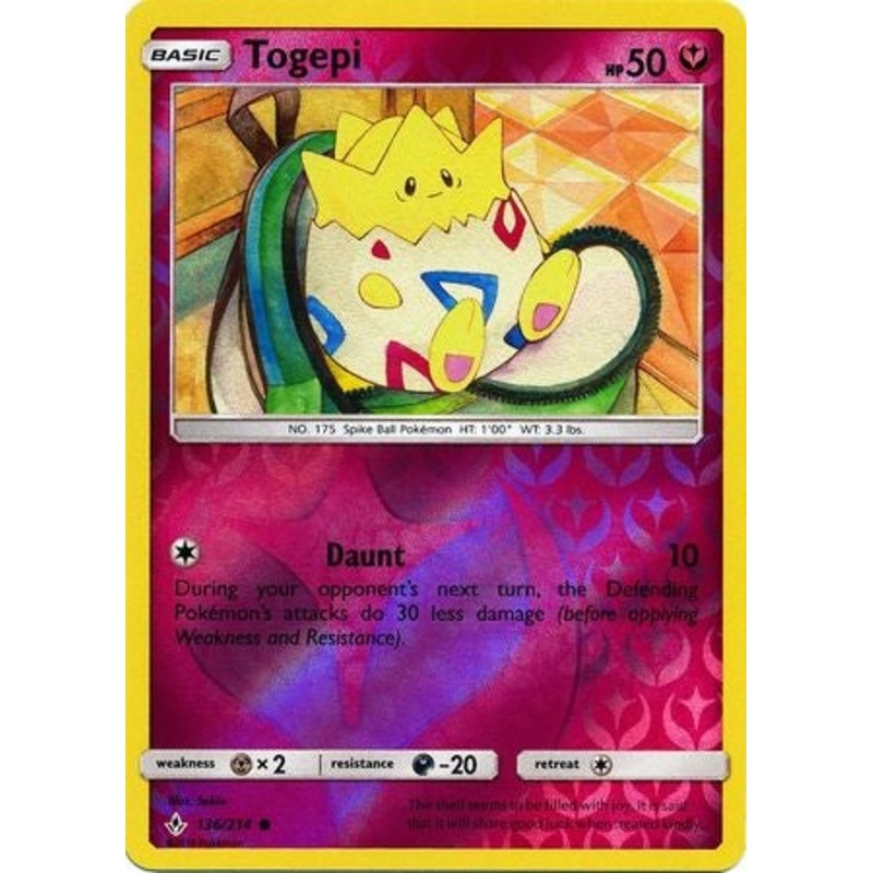 Pokemon Card Unbroken Bonds 136/214 Togepi Common Reverse Holo
