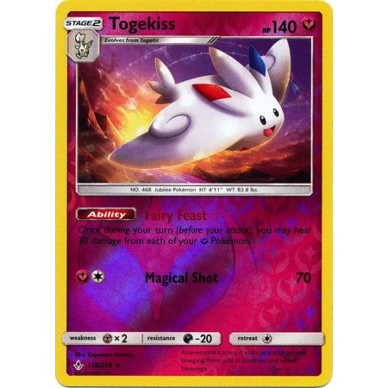 Pokemon Card Unbroken Bonds 138/214 Togekiss Rare Reverse Holo