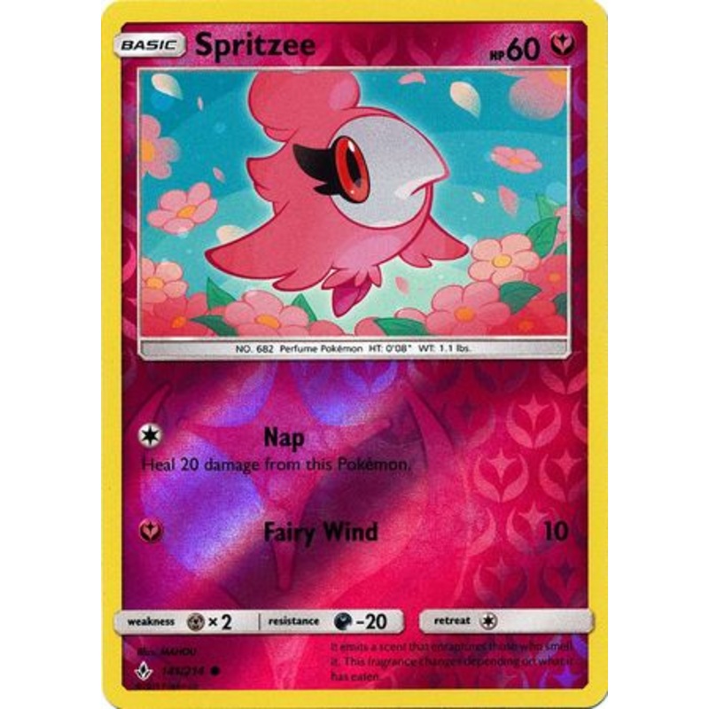 Pokemon Card Unbroken Bonds 141/214 Spritzee Common Reverse Holo