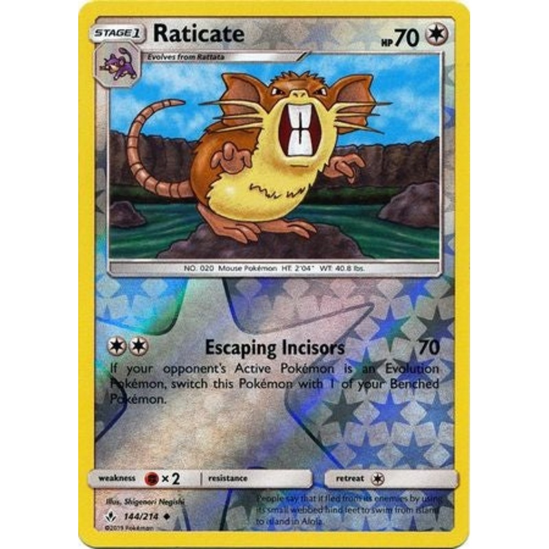 Pokemon Card Unbroken Bonds 144/214 Raticate Uncommon Reverse Holo