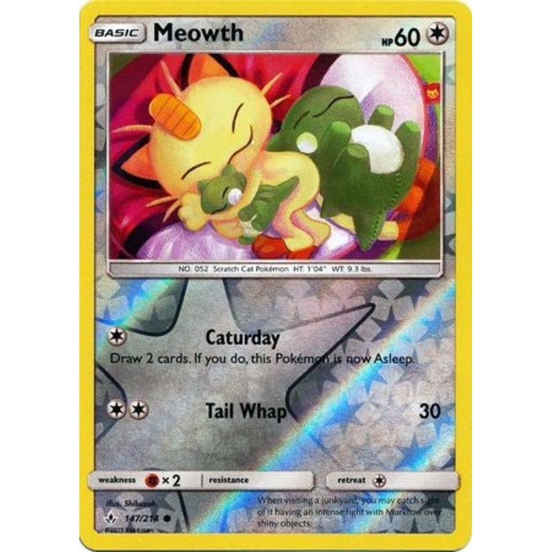 Pokemon Card Unbroken Bonds 147/214 Meowth Common Reverse Holo