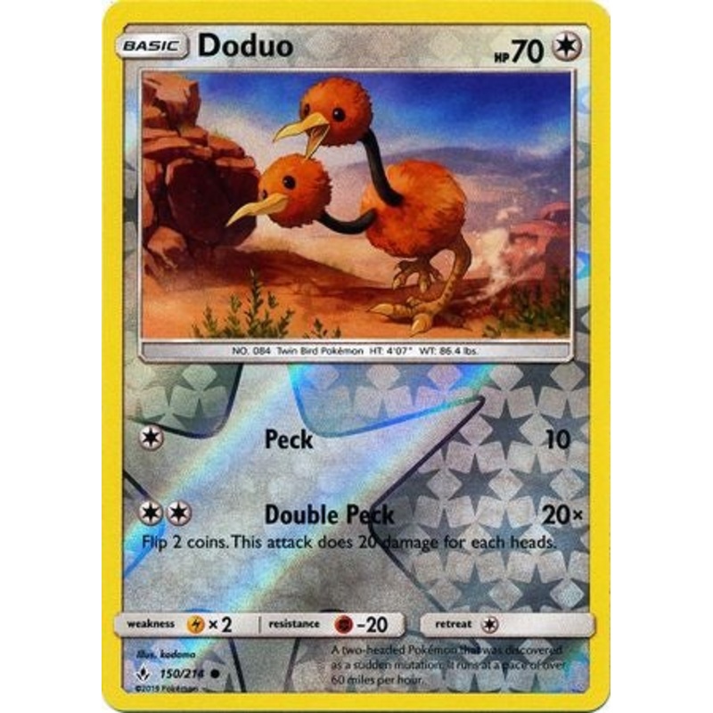 Pokemon Card Unbroken Bonds 150/214 Doduo Common Reverse Holo