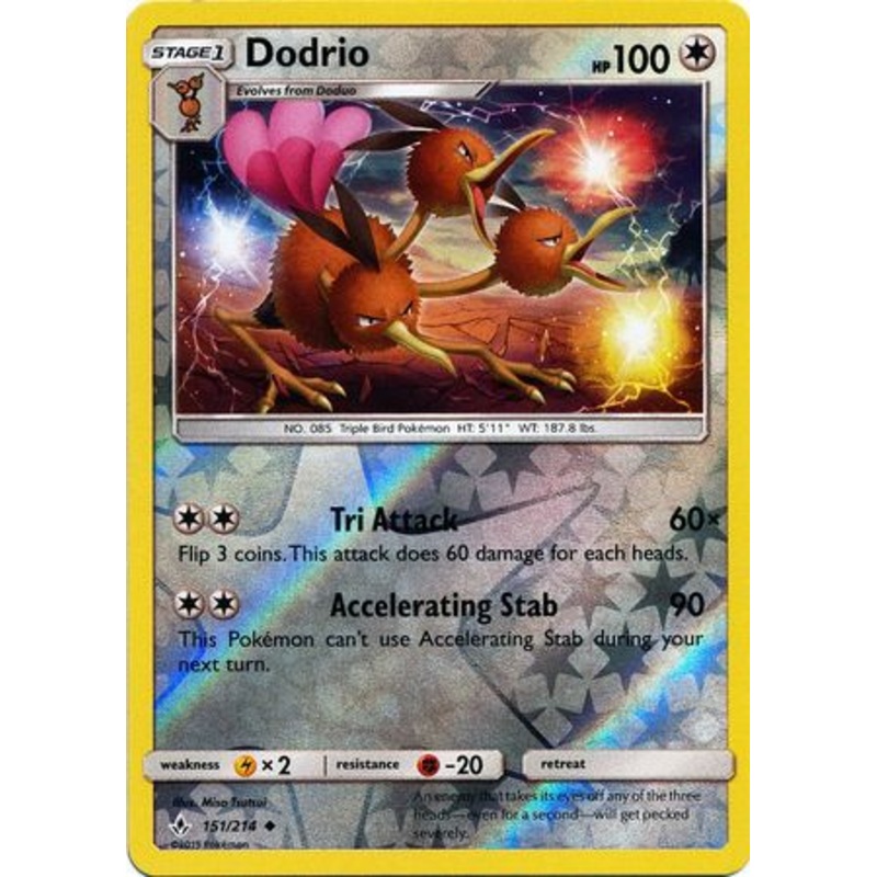 Pokemon Card Unbroken Bonds 151/214 Dodrio Uncommon Reverse Holo