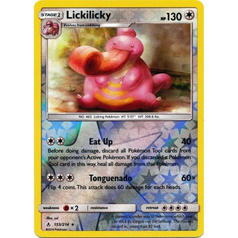 Pokemon Card Unbroken Bonds 153/214 Lickilicky Rare Reverse Holo