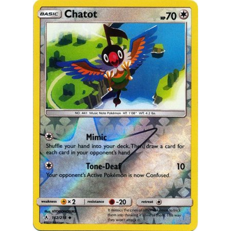 Pokemon Card Unbroken Bonds 162/214 Chatot Uncommon Reverse Holo