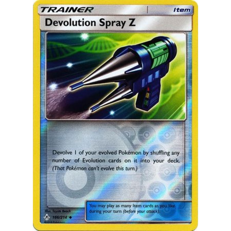 Pokemon Card Unbroken Bonds 166/214 Devolution Spray Z Item Uncommon Reverse Holo