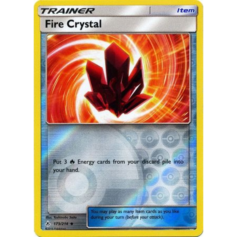 Pokemon Card Unbroken Bonds 173/214 Fire Crystal Item Uncommon Reverse Holo
