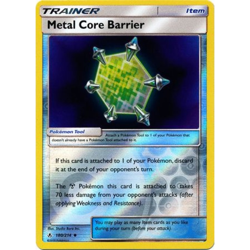 Pokemon Card Unbroken Bonds 180/214 Core Barrier Item Uncommon Reverse Holo