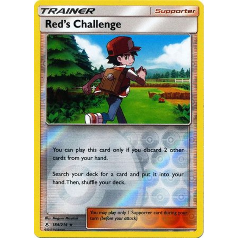 Pokemon Card Unbroken Bonds 184/214 Red’s Challenge Supporter Rare Reverse Holo