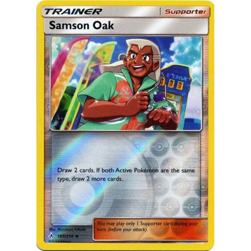 Pokemon Card Unbroken Bonds 185/214 Samson Oak Supporter Uncommon Reverse Holo
