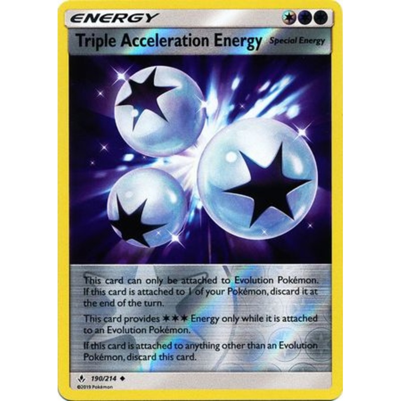 Pokemon Card Unbroken Bonds 190/214 Triple Acceleration Energy Uncommon Reverse Holo