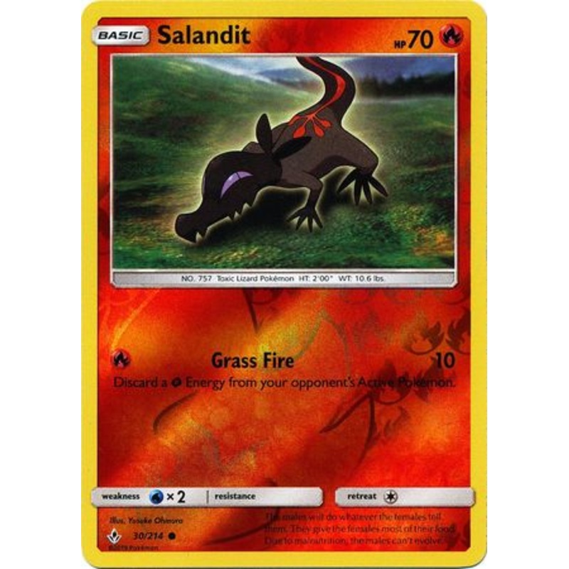 Pokemon Card Unbroken Bonds 30/214 030/214 Salandit Common Reverse Holo